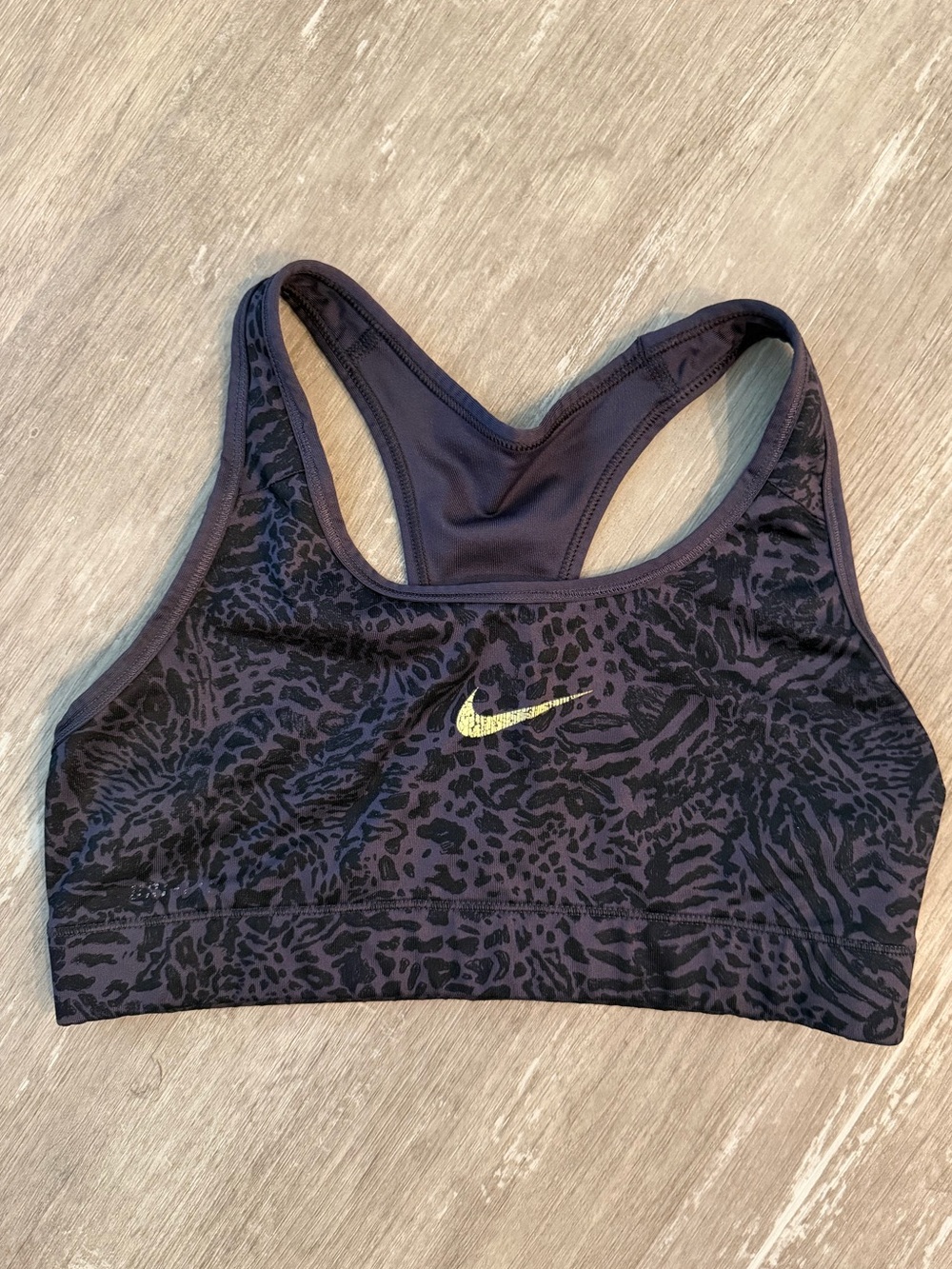 Nike Dark Animal-Print Racerback Sports Bra